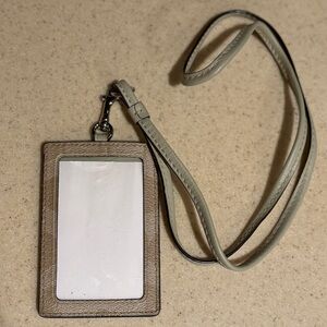 Coach Beige Card Holder with Lanyard